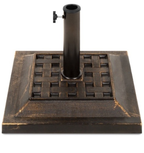 26lb Steel Square Patio Umbrella Base Stand, Basketweave Pattern - Lot 400