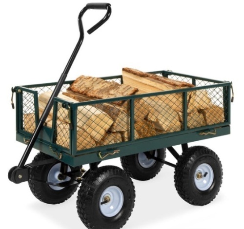 Steel Garden Utility Cart Wagon w/ 400lb Capacity, Removable Sides, Handle - Lot 411