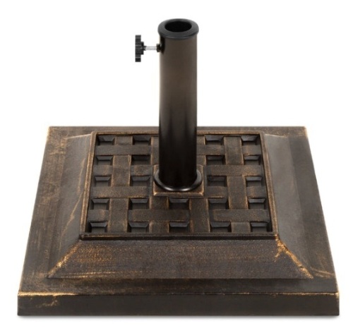 26lb Steel Square Patio Umbrella Base Stand, Basketweave Pattern - Lot 442
