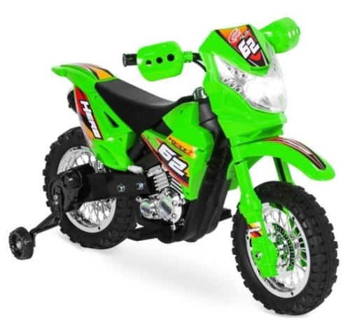6V Kids Electric Ride-On Motorcycle Toy w/ Training Wheels, Lights, Music, Green  - Lot 457