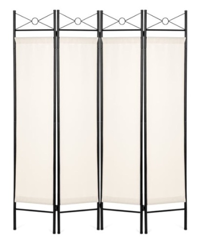 4-Panel Folding Privacy Screen Room Divider Decoration Accent, 6ft, White - Lot 463