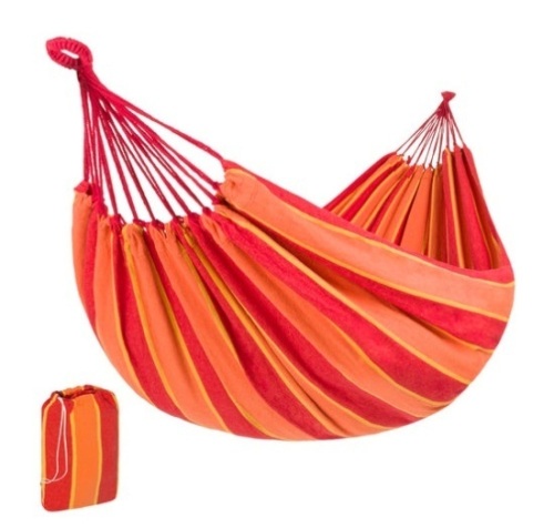 2-Person Brazilian-Style Double Hammock w/ Portable Carrying Bag, Orange - Lot 480