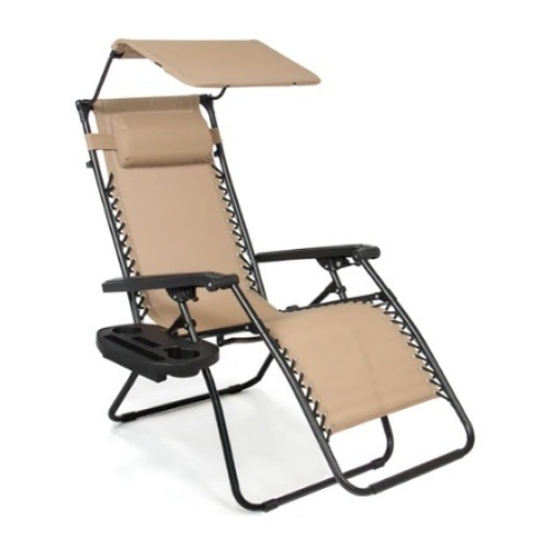 Folding Patio Lounge Chair, Beige - Lot 488