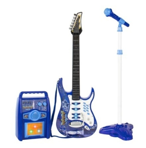 Kids Electric Guitar Toy Play Set, Blue - Lot 545