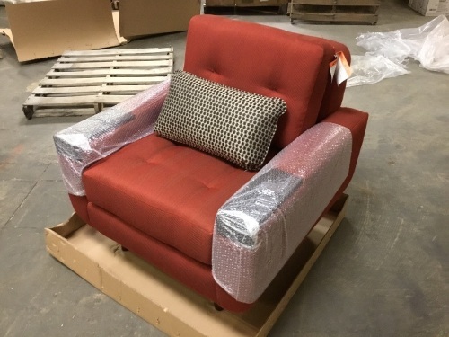 Red Armchair with Throw Pillow - Appears New - Lot 146