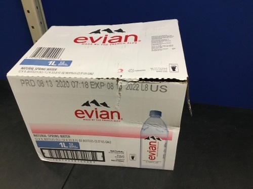 Case of Evian Natural Spring Water, 12 - 1L Bottles - Appears New  - Lot 349