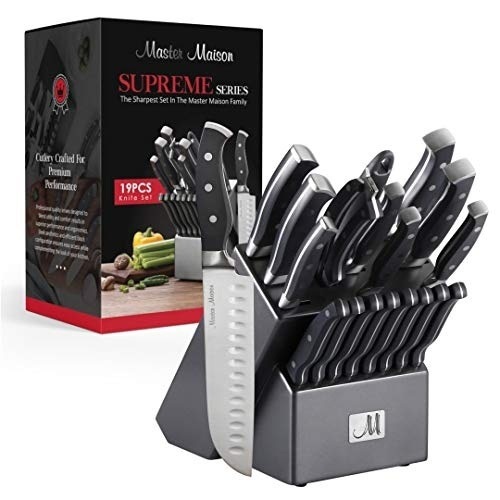 Master Maison Supreme Series 19 Piece Kitchen Knife Set with Block - Appears New - Lot 362