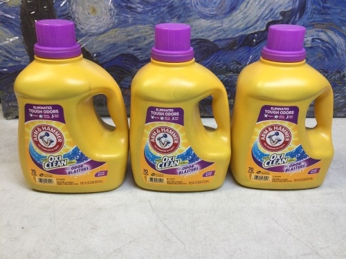 Lot of (3) Arm & Hammer Plus OxiClean Odor Blasters Fresh Burst, 70 Loads Laundry Detergent, 122.5 Fl oz - Appear New  - Lot 540