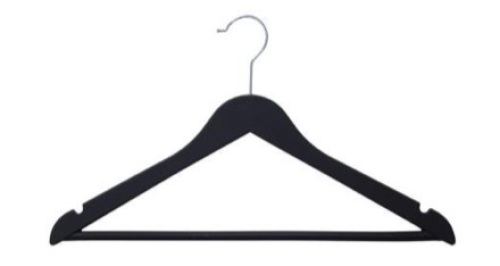 Case of Black Heavy Duty Wood-Like Rubber Coated Suit Hangers, 24 Pack - Appears New  - Lot 592