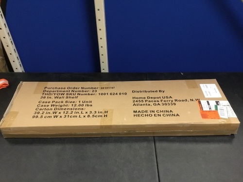 36" Metal Wall Shelf, Black - Appears New  - Lot 640