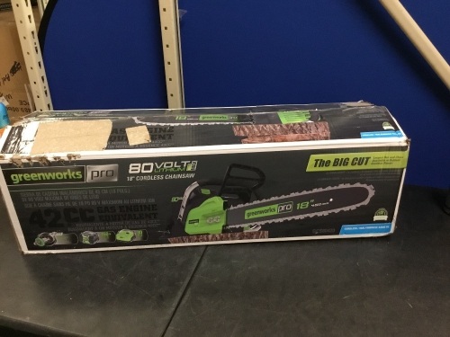 Greenworks PRO 80V 18 inch Cordless Chainsaw, Tool Only, GCS80450 - E-Comm Return  - Lot 805