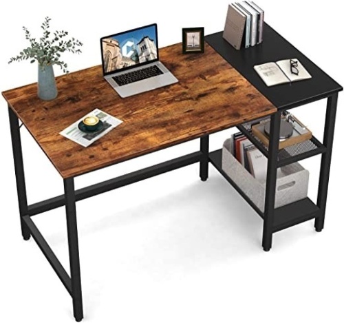 Computer Desk with Storage, Rustic Black and Brown - Appears New  - Lot 808