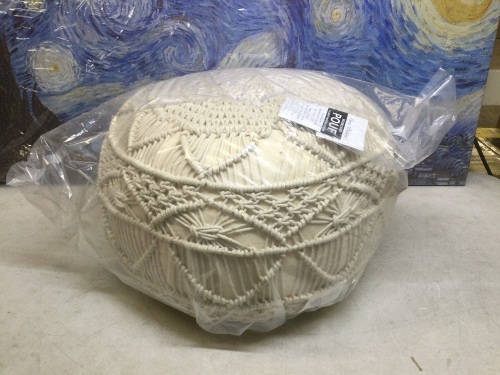 Pouf Ottoman Hand Woven Cable Style Dori Pouf, 20" x 20" x 14" - Appears New  - Lot 844