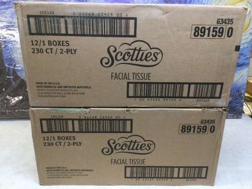 Lot of (2) Scotties Facial Tissue, 12 Boxes - New/Unopened - Lot 888