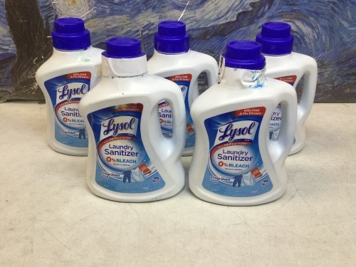 Lot of (5) Lysol Crisp Linen Scented Laundry Sanitizer - Appear New, Some Bottles are Leaky - Lot 1002