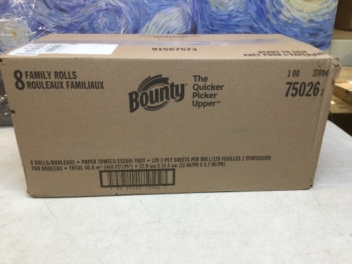 Bounty Paper Towels, 8 Family Rolls - New/Unopened - Lot 1100