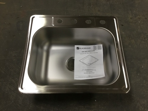 Glacier Bay Drop-In Stainless Steel 25 in. 4-Hole Single Bowl Kitchen Sink - Appears New  - Lot 754