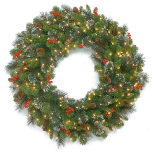 National Tree Company 30" Crestwood Spruce Wreath with Clear Lights - Appears New  - Lot 863