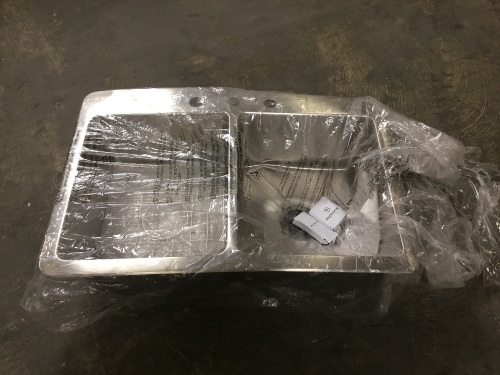 Elkay Avenue Drop-in/Undermount Stainless Steel 33 in. 50/50 Double Bowl Kitchen Sink with Bottom Grid - Appears New with Minor Damage - Lot 889