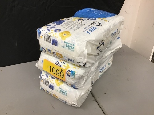 Lot of (3) Mama Bear Baby Diapers, Size 3, 40 ct - New - Lot 1099
