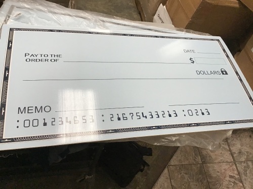 Lot of (3) Giant Checks 24" x 48" Light Blue - Appear New - Lot 225