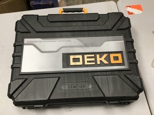 DEKO DKMT168 Auto Repair Mixed Tool Combination Package with Plastic Storage Case - Appears New, Missing 1 Socket   - Lot 141