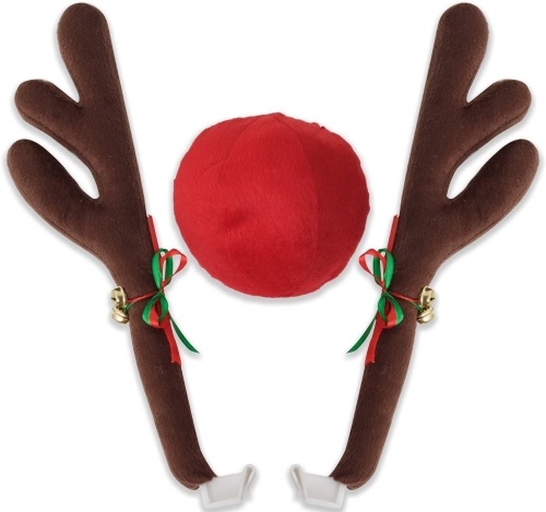 Lot of (2) Christmas Car Decorations Reindeer Antlers & Nose - Appear New - Lot 872