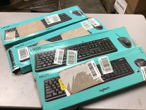 Lot of (4) Logitech Keyboard & Mouse Combos - E-Comm Returns, Appear New in Damaged Box - Lot 1116