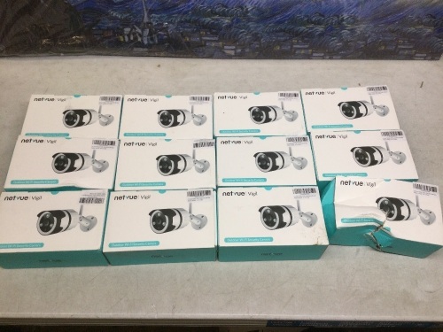 Lot of (12) Netvue Vigil Outdoor Wi-Fi Security Cameras - Appear New  - Lot 133