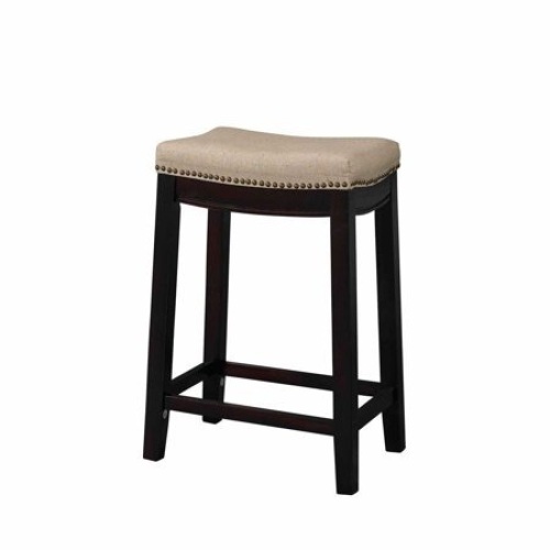 Linon Hampton Fabric Top Counter Stool, Beige, 24 inch Seat Height - E-Comm Return, Appears New  - Lot 299