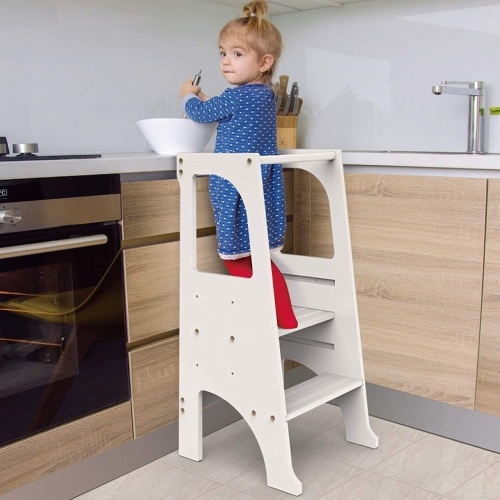 FUN & CARE Kitchen Step Stool for Kids with Safety Rail, 3 Adjustable Platform, 2 Steps Design, Anti-Slip, Steady Feet - New/Unopened  - Lot 1066