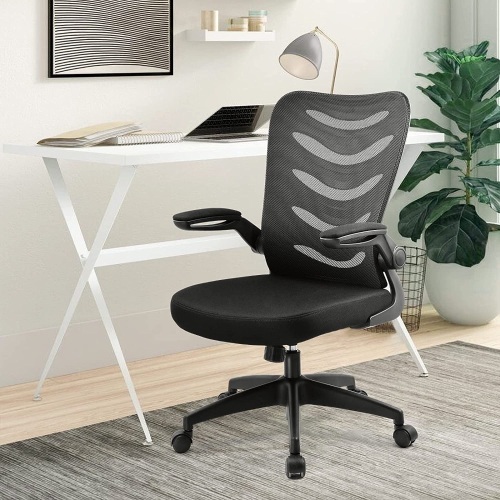ComHoma Ergonomic Mesh Desk Chair with Flip Up Arms Lumbar Support Adjustable Swivel - Appears New   - Lot 68