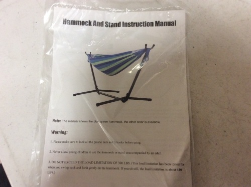 Cloth Hammock with Metal Stand - Appears New - Lot 323