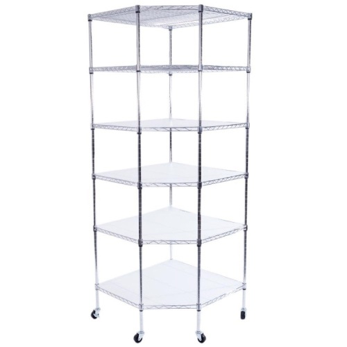 6-Tier Corner Steel Wire Shelving with Wheels - Appears New - Lot 522