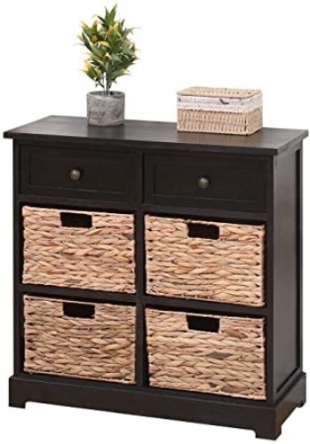 Storage Chest with 2 Wood Drawers and 4 Removable Wicker Baskets - Appears New  - Lot 560
