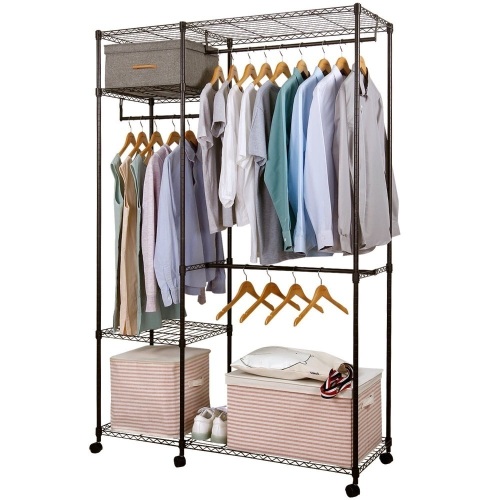 4 Tier Metal Wardrobe Rack with Adjustable Shelves - Appears New  - Lot 826