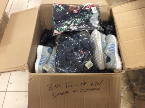 Box of Shoes & Clothing, Unknown Sizes/Styles - New - Lot 782