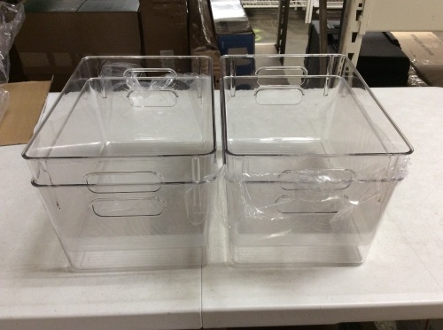 Set of 4 Clear Plastic Storage Containers with Handles - Appear New  - Lot 802