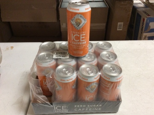 Case of (12) Sparkling Ice + Caffeine Orange Passion Fruit Sparkling Water, 16 Fl Oz - New  - Lot 577