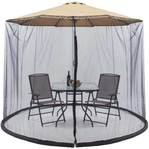 Adjustable Bug Net Accessory for Patio Umbrella w/ Zippered Door - 9ft - Lot 1854