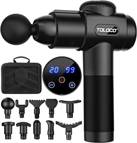 TOLOCO Massage Gun, Upgrade Percussion Muscle Massage Gun for Athletes, Handheld Deep Tissue Massager, Black - Lot 2623