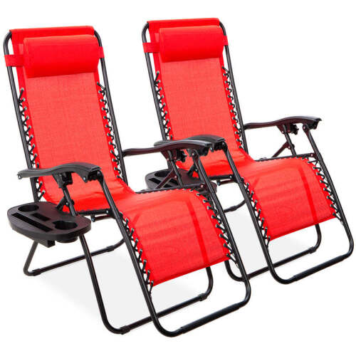 Set of 2 Adjustable Zero Gravity Patio Chair Recliners w/ Cup Holders - Lot 2640