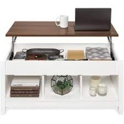 Multifunctional Lift Top Coffee Table w/ Hidden Storage, 3 Cubbies - Lot 2664