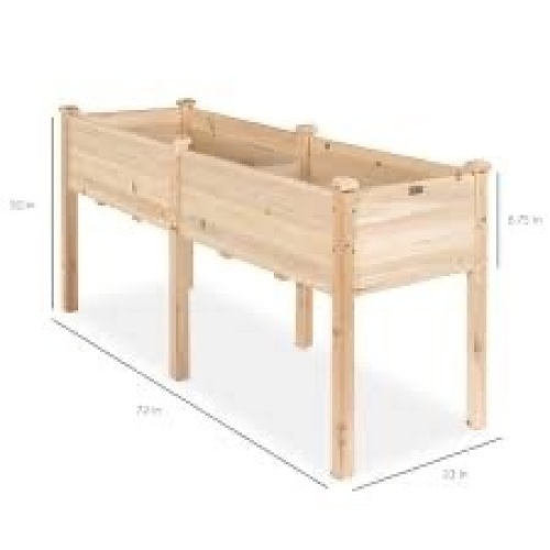 Raised Garden Bed, Elevated Wood Garden Planter Stand - 72x24x30in - Lot 2670