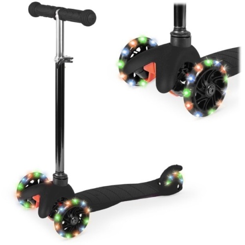 Kids Mini Kick Scooter Toy w/ Colorful Light-Up Wheels, Adjustable T-Bar - Lot 2696