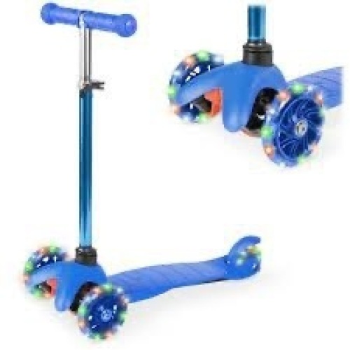 Kids Mini Kick Scooter Toy w/ Colorful Light-Up Wheels, Adjustable T-Bar - Lot 2705