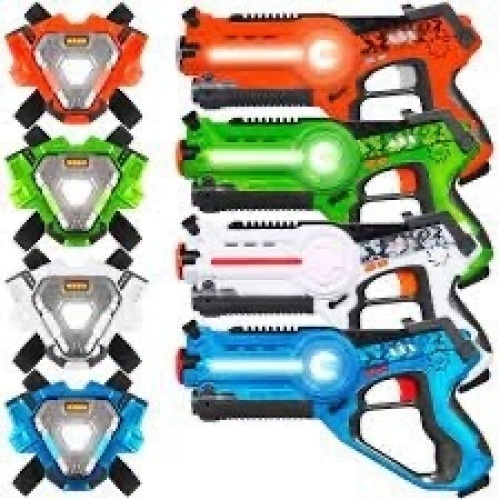 Set of 4 Infrared Laser Tag Guns and Vests for Kids & Adults - Lot 2718