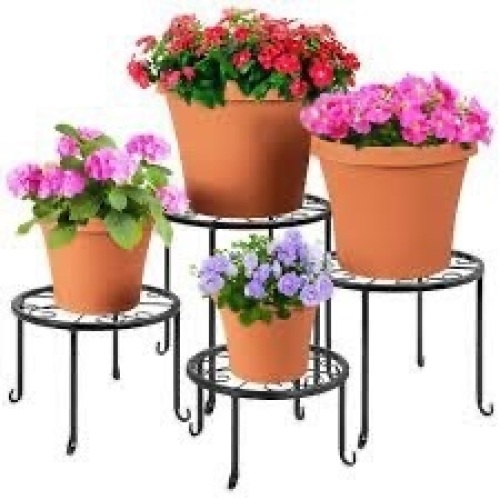 Set of 4 Indoor Outdoor Metal Nesting Plant Stands, Flowerpot Holders - Lot 2723