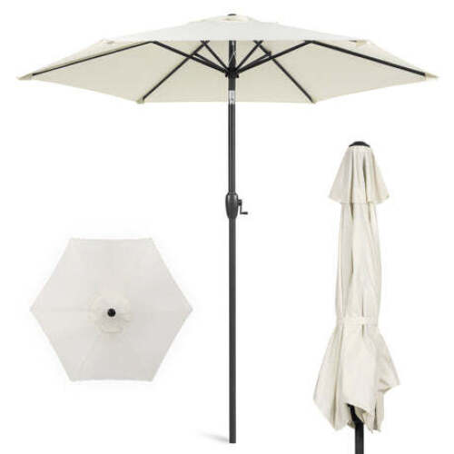Outdoor Market Patio Umbrella w/ Push Button Tilt, Crank Lift - 7.5ft 4.8 star rating 341 Review - Lot 2757