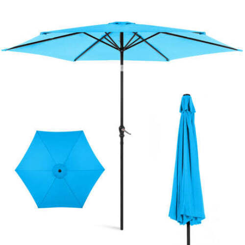 Outdoor Steel Market Patio Umbrella Decoration w/ Tilt, Crank Lift - 10ft - Lot 2767